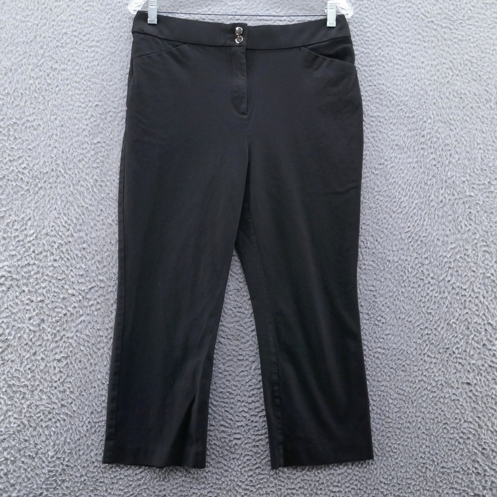 Chicos Brigitte So Slimming Black Crop‎ Pants Womens Size 1 US 8 Cotton Blend